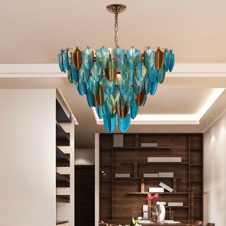 Magic In Milan (Medium, Teal) Glass Chandelier