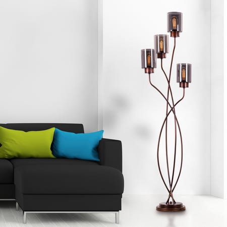 Twisted Cluster (Coffee, Smokey Grey) Glass Floor Lamp