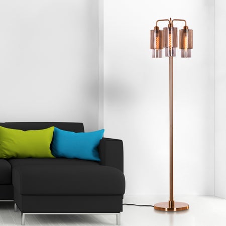 Attention Seeker (Gold, Smokey Grey) Glass Floor Lamp