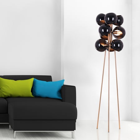 Greek To Me (Gold, Black) Floor Lamp