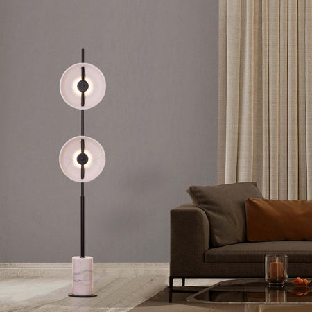 Going All In (Black, Built-In LED) Marble Floor Lamp