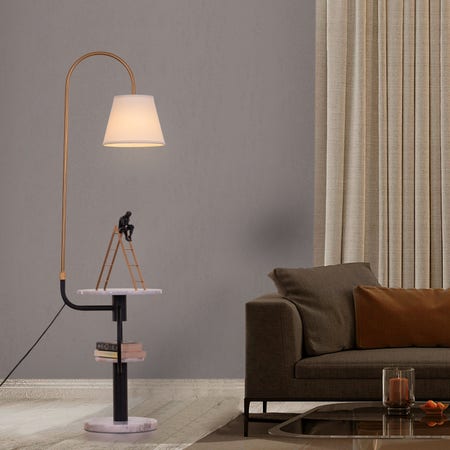 Face The Music (Gold, Black) Marble Floor Lamp