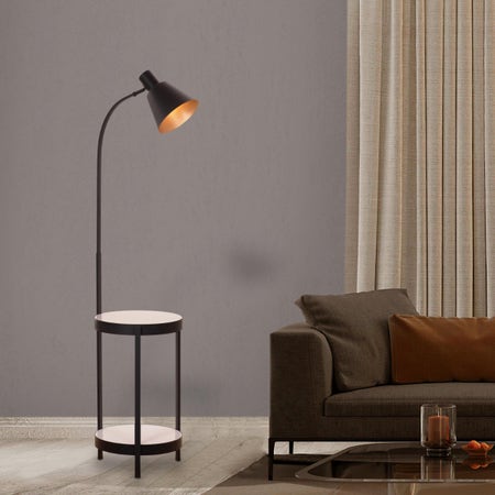 One Step Forward (Black) Marble Floor Lamp