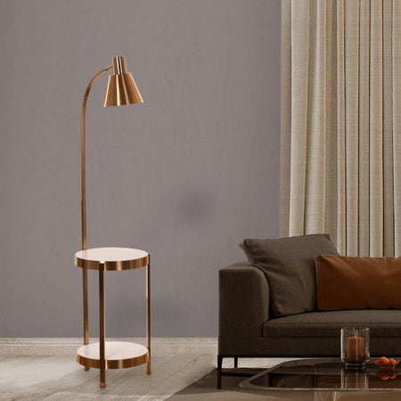 One Step Forward (Gold, White) Marble Floor Lamp