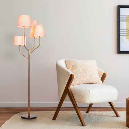 News Is Everywhere (Gold, Beige) Marble Floor Lamp