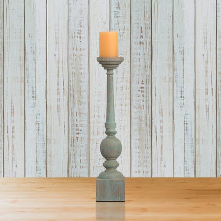 Pillar Candle Holder in India - White Teak