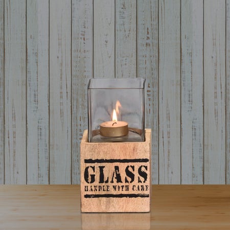 Small Candle Holder - White Teak