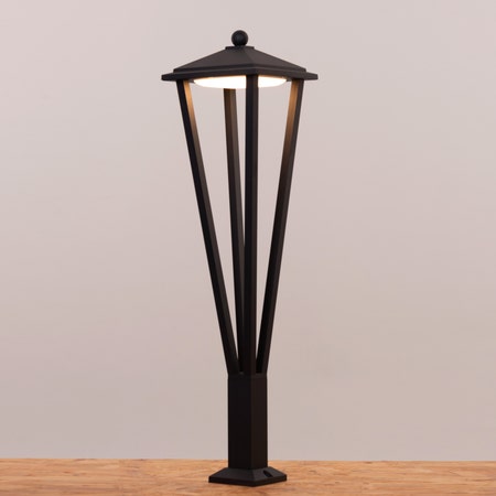 Pluto (Black, Built-In LED) Garden Bollard