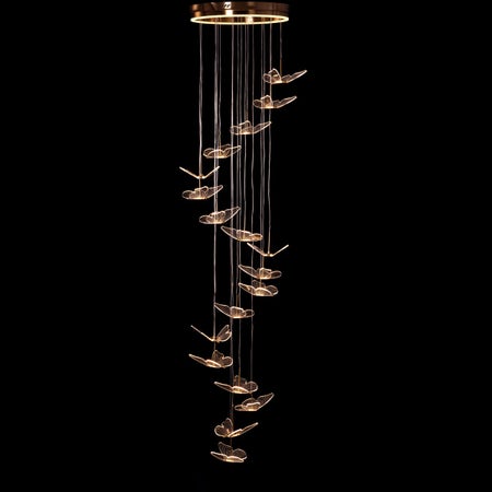 Butterfly Kisses (Gold, Dimmable LED with Remote Control) Double Height Chandelier