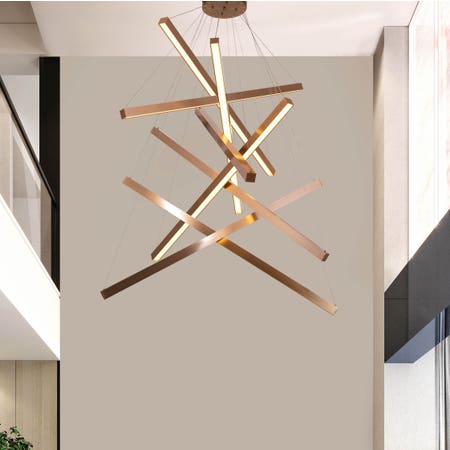 Toast To Tomorrow (Large, Gold, Dimmable LED with Remote Control) Double Height Chandelier