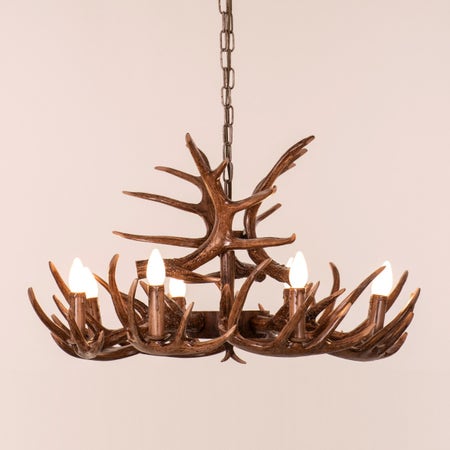 Ski Chalet (Large, Wooden) Antler Chandelier