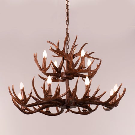 Ski Season (Large, Brown) Antler Chandelier