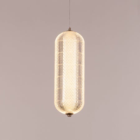 Yellow Diamond (Small, Dimmable LED with Remote Control) Textured Glass Pendant Light