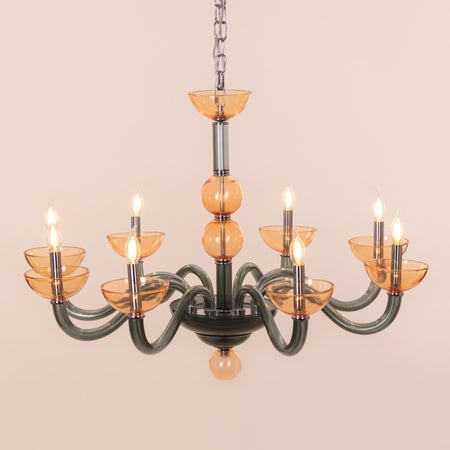 Steps Of Rome (Large, Green, Amber) Glass Chandelier