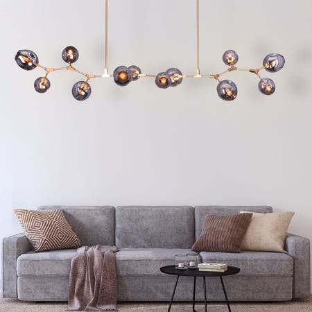 Games People Play (Gold, Smokey Grey) Glass Chandeliers