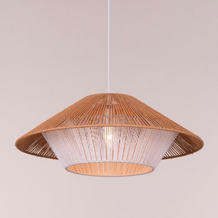 Mean What You Say (Brown, White) Rattan Pendant Light