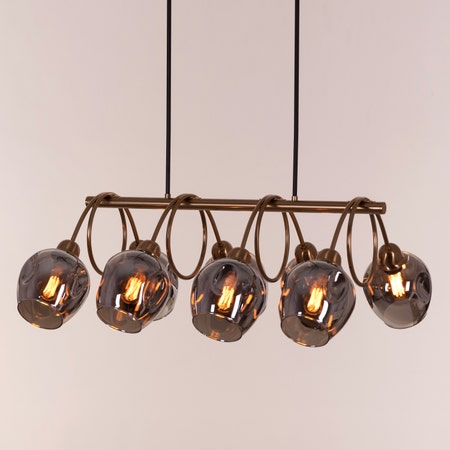 Mykonos Memories (Smokey Grey, 8 Head) Glass Chandelier