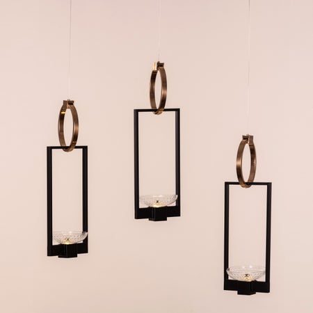 Adding Up (Medium, Black, Gold, Dimmable LED with Remote Control) Chandelier