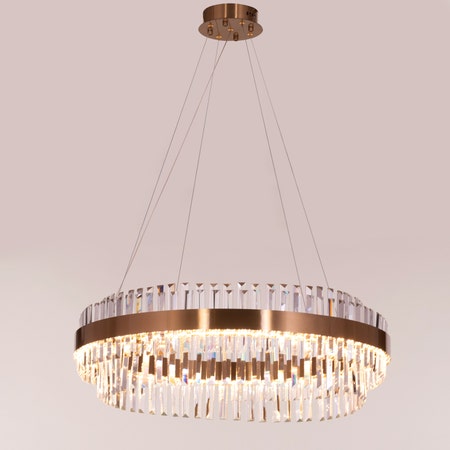 Love In Lisbon (Large, Gold, Dimmable LED with Remote Control) Crystal Chandelier