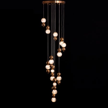 Meant For Me (Gold, Dimmable LED with Remote Control) Double Height Chandelier