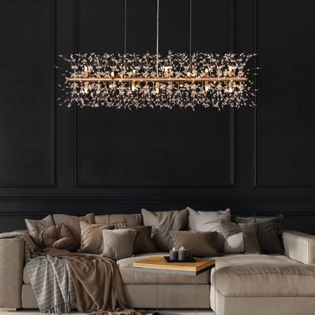 Touch The Clouds (Medium, Rectangular, Gold) Crystal Chandelier