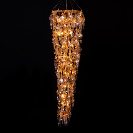 Golden Hour (Gold, Amber) Crystal Double Height Chandelier