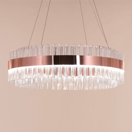 Lighting Up Lisbon (Medium, Rose Gold, Dimmable LED with Remote Control) Crystal Chandelier