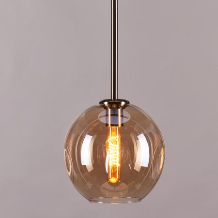 Tear Drop (Long, Amber, Gold) Glass Pendant Light