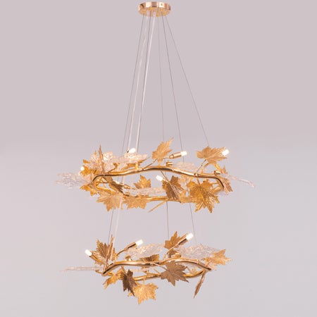 Falling For Flowers (Large, Gold) 2-Layer Tree Branch Crystal Chandelier