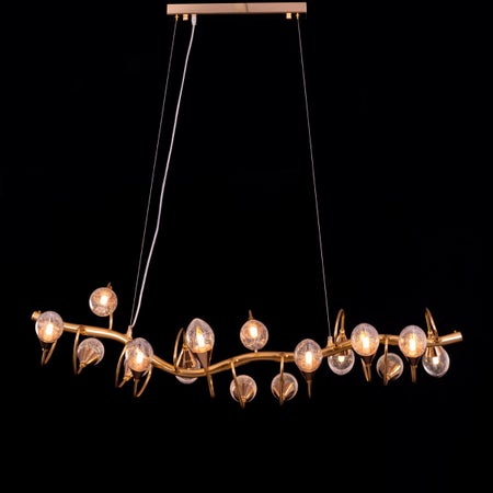 Fields Forever (Large, Gold) Tree Branch Bubble Glass Chandelier