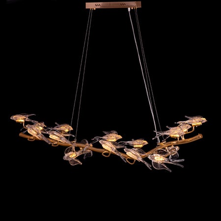 Birds Of Paradise (Large, Gold, Dimmable LED with Remote Control) Chandelier