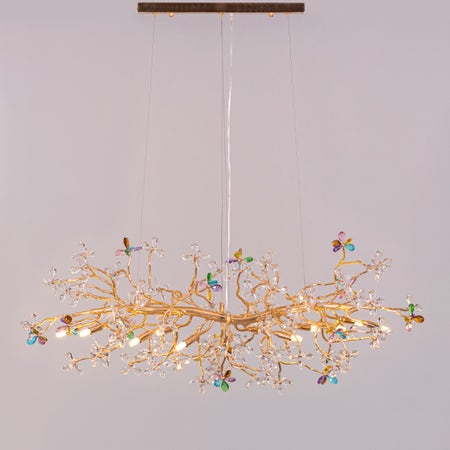 Daylight Fades (Medium, Gold) Tree Branch Crystal Chandelier