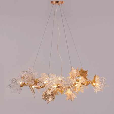 Falling For Flowers (Large, Gold) 1-Layer Tree Branch Crystal Chandelier