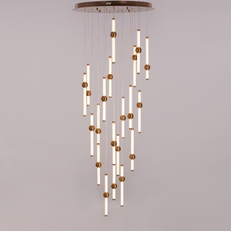 Left On Read (Large, White, Dimmable LED with Remote Control) Double Height Glass Chandelier