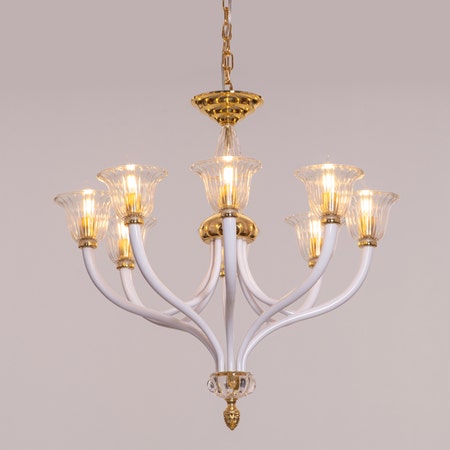 I Shall Return (Gold) Textured Glass Chandelier