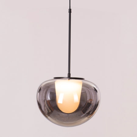 Smoke Screen (Black, Smokey Grey, 3 Color LED) Clear Glass Pendant Light