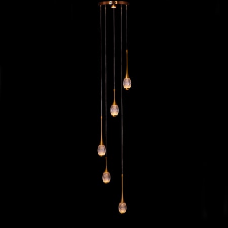 Perfect Landing (Large, Gold, White, Dimmable LED with Remote Control) Textured Glass Chandelier