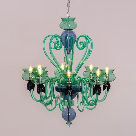 Kind To The Mind (Large, Green, Blue) Clear Glass Chandelier