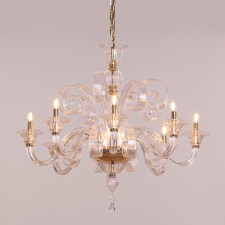 String Of Pearls (Large, Gold) Textured Glass Chandelier