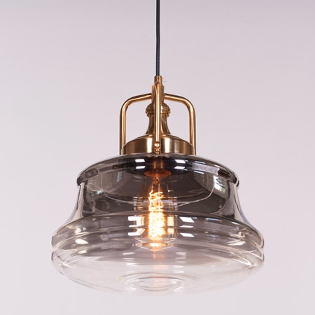 Eyes Closed (Gold, Smokey Grey) Clear Glass Pendant Light