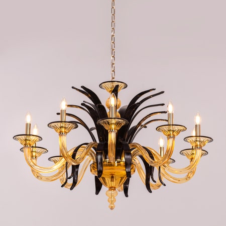 Melodrama (Large, Amber, Black) Textured Glass Chandelier