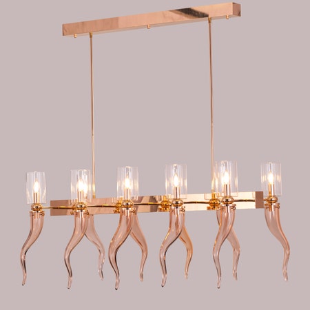 Watch For The Signal (Large, Gold) Clear Glass Chandelier