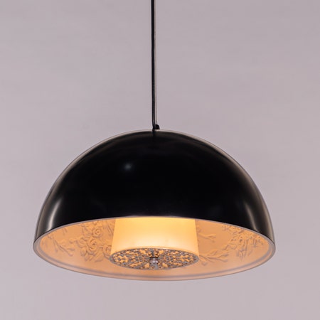 Happy Thoughts (Black, White) Frosted Glass Pendant Light