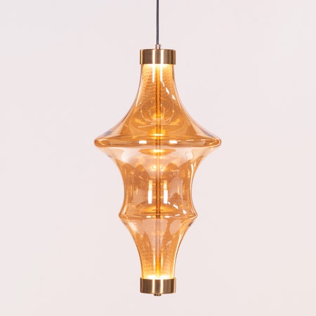 Grow & Glow (Gold, Amber, Built-In LED) Glass Pendant Light