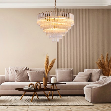 Lived It Twice (Gold) Clear Glass Chandelier