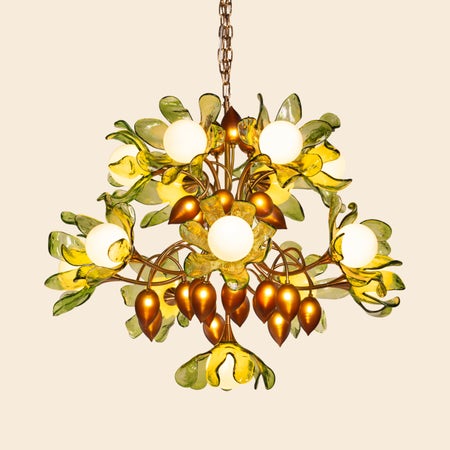 Midori Bouquet (Gold, Green & Amber) Tinted Glass Chandelier