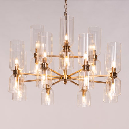 One Last Dance (Gold) Textured Glass Chandelier