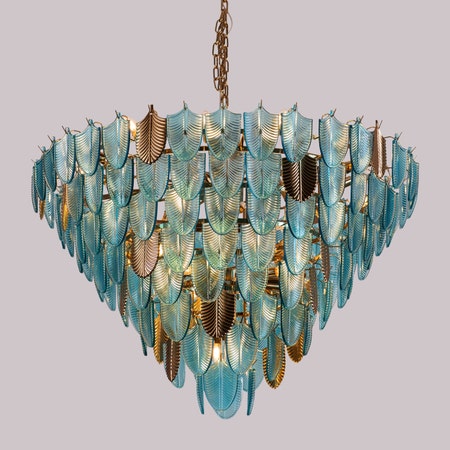 Magic In Milan Grand (Large, Teal) Glass Chandelier