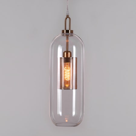 Good To Glow (Long, Gold) Clear Glass Pendant Light