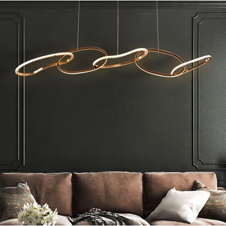 Uncuffed (Large, Dimmable LED With Remote Control) 5-Rings Chandelier